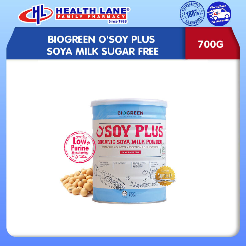 BIOGREEN O'SOY PLUS SOYA SUSU TANPA GULA (700G)